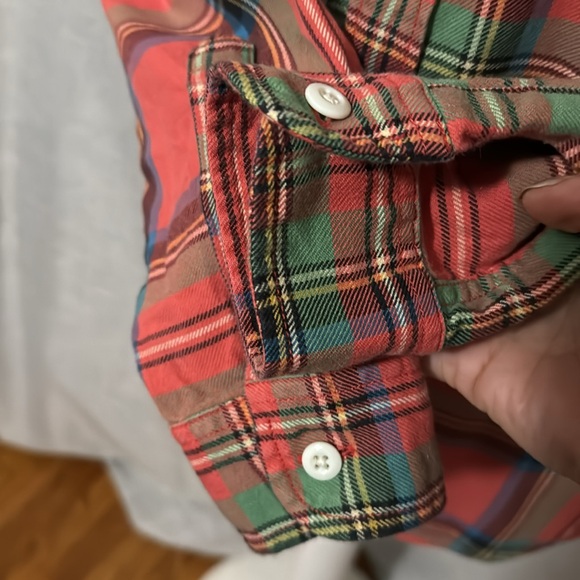 Wmns J Crew Sz XS-Red Holiday Plaid-Cotton-Vintage Faded Wash-EUC - Picture 9 of 13